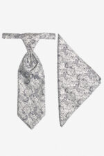 Manzetti ezüst francia nyakkendő és díszzsebkendő 2177
