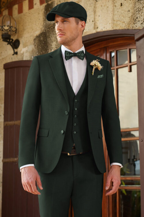 Manzetti extra slim fit sötétzöld öltöny vőlegényeknek 3604-36
