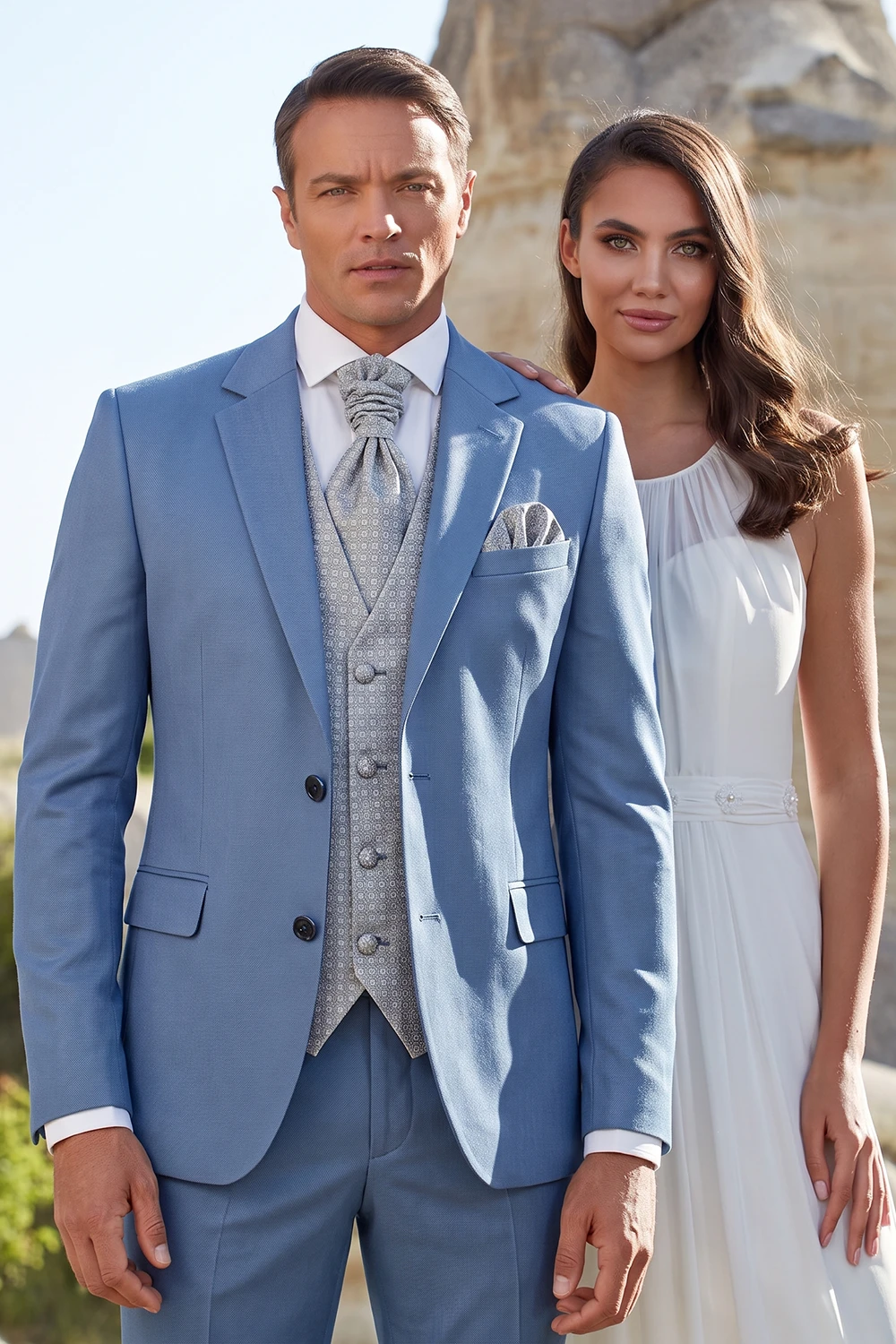HEILEMANN slim fit világoskék esküvői öltöny FL1951/2