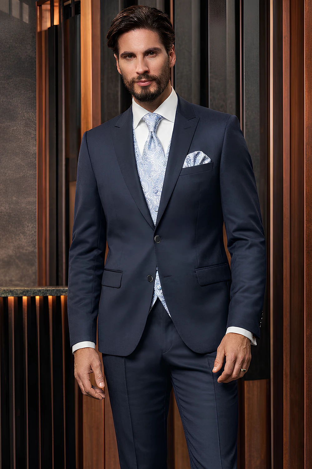 HEILEMANN slim fit mélykék esküvői öltöny 189.050/043