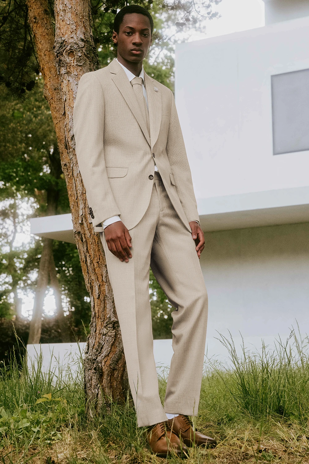 CLUB of GENTS slim fit bézs öltöny 50-184N1-71