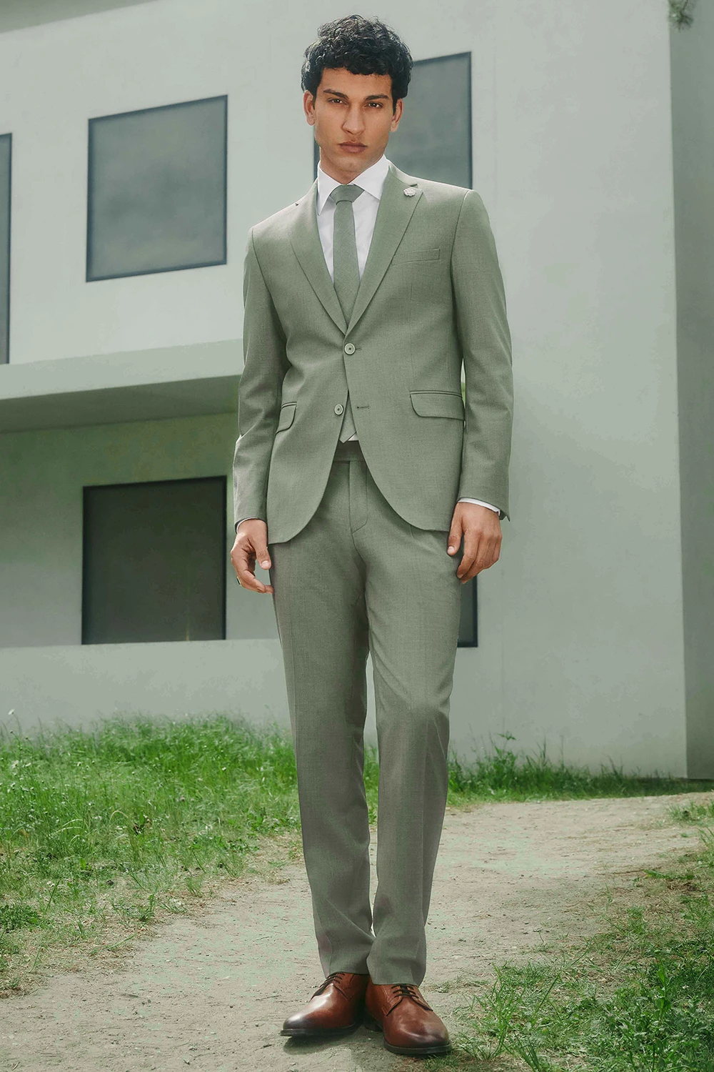 CLUB of GENTS slim fit zöld öltöny 50-185S0-51