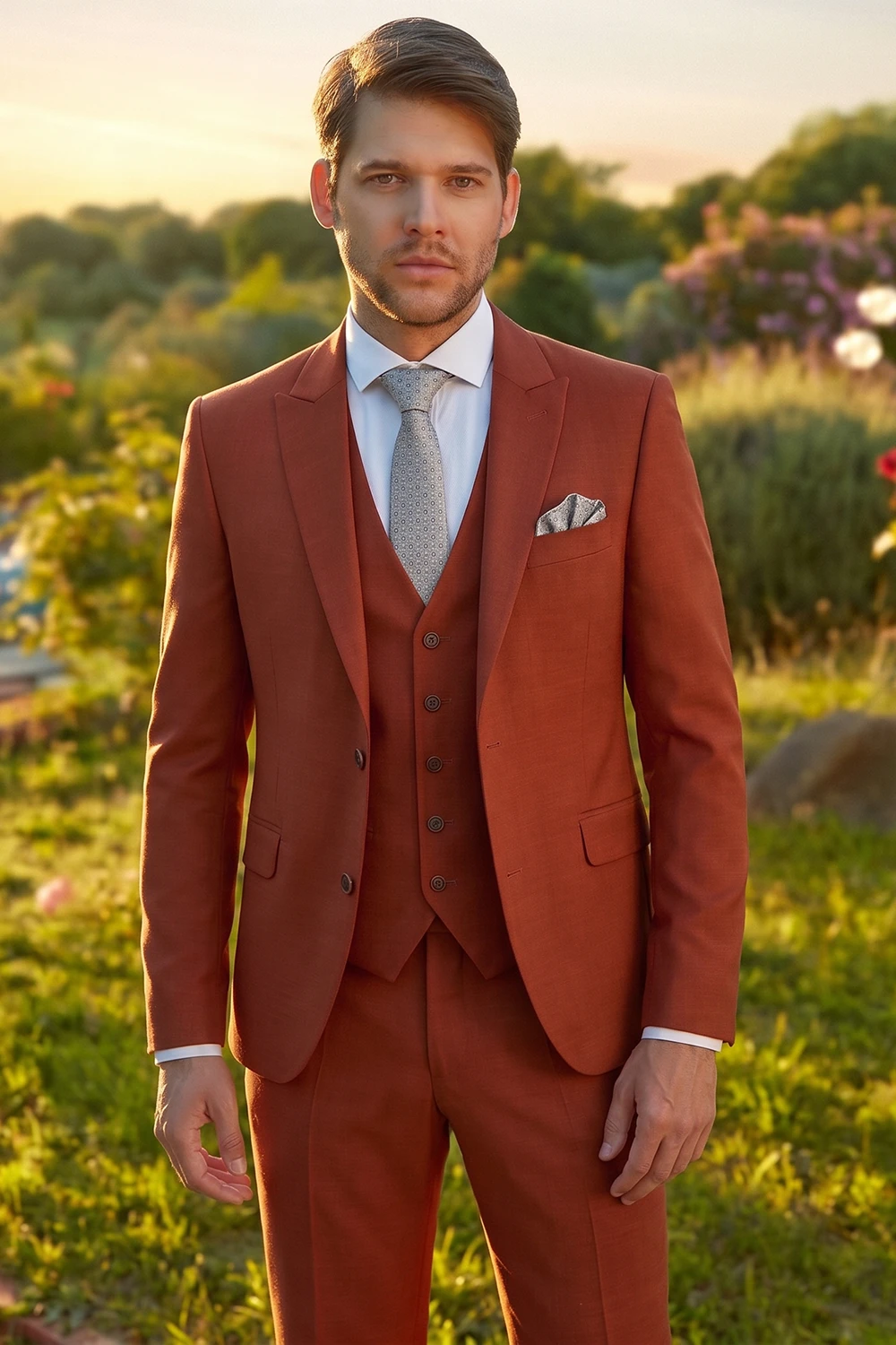 HEILEMANN slim fit rozsdabarna öltöny ETMISCELA/4