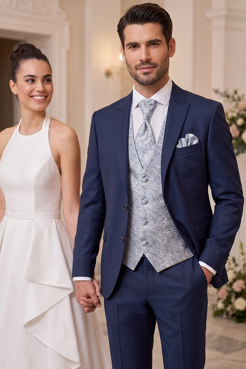 HEILEMANN slim fit tengerészkék esküvői öltöny FL2050/J18